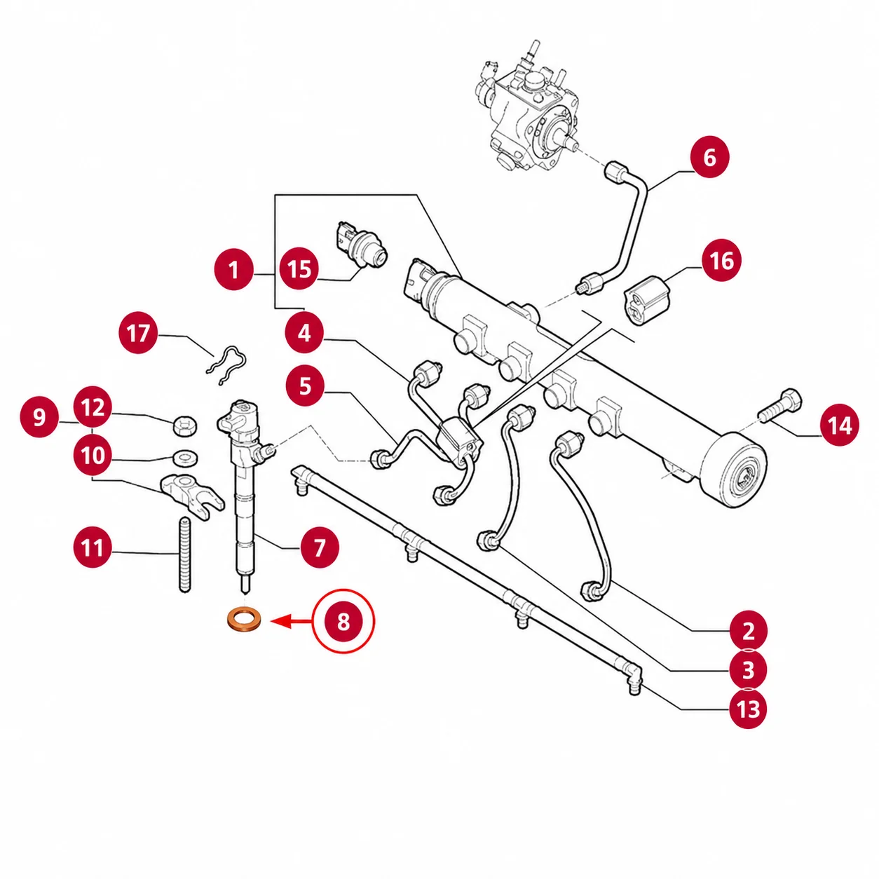 Arruela de Vedação do Bico Injetor CRD Multijet – Código 55221016 - Imagem 2