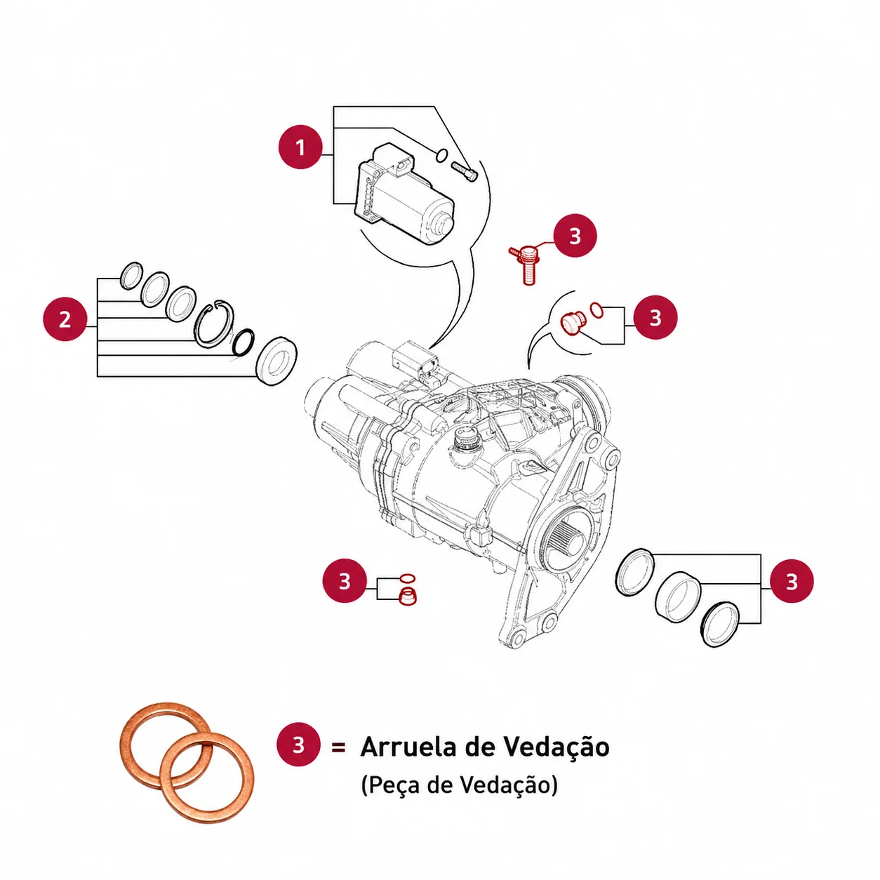 Par de Arruelas do Bujão RDM/PTU Jeep Original - Imagem 3